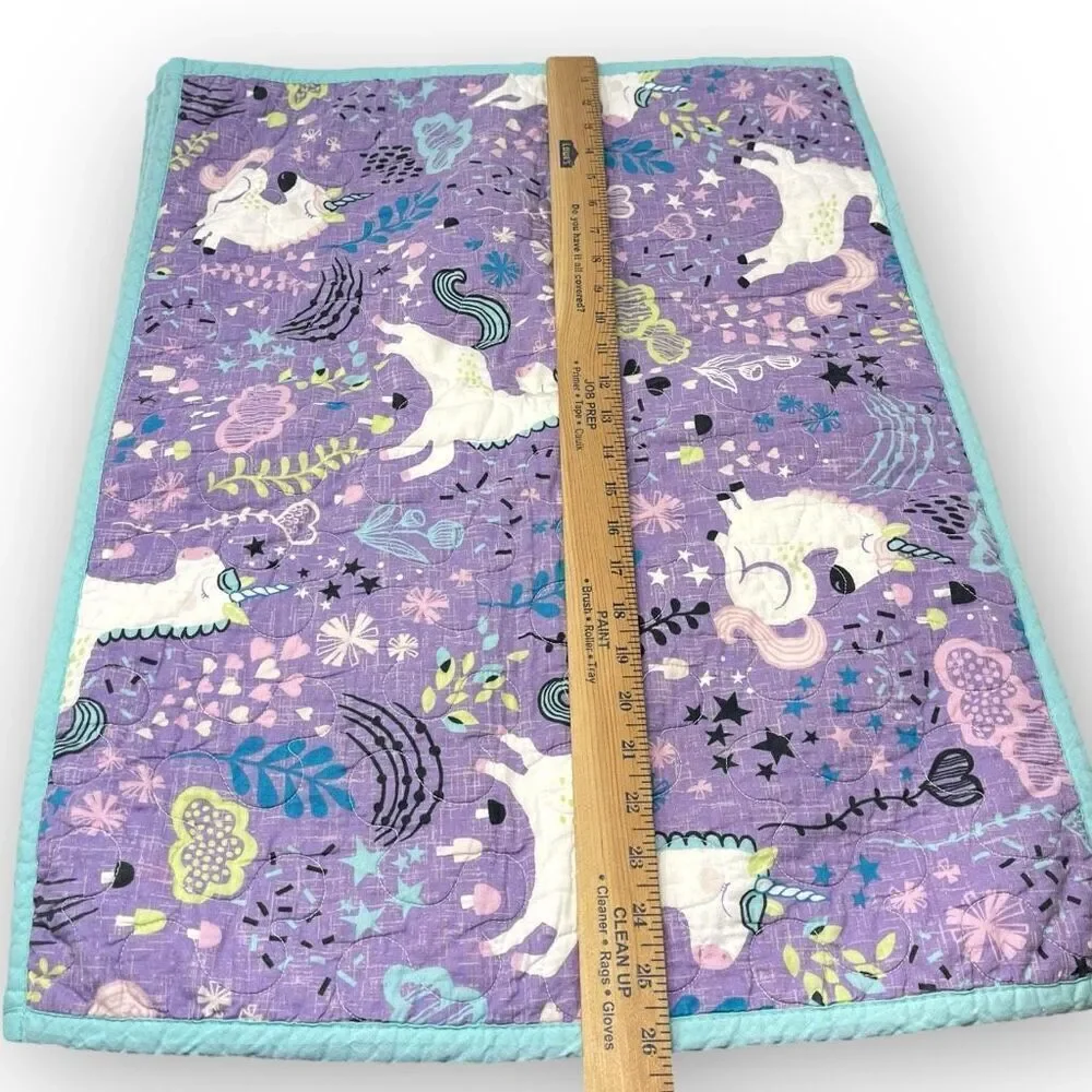 Urban Habitat Kids Ella Unicorn Quilt Quilted 3 Pillow Shams Purple Teal Used